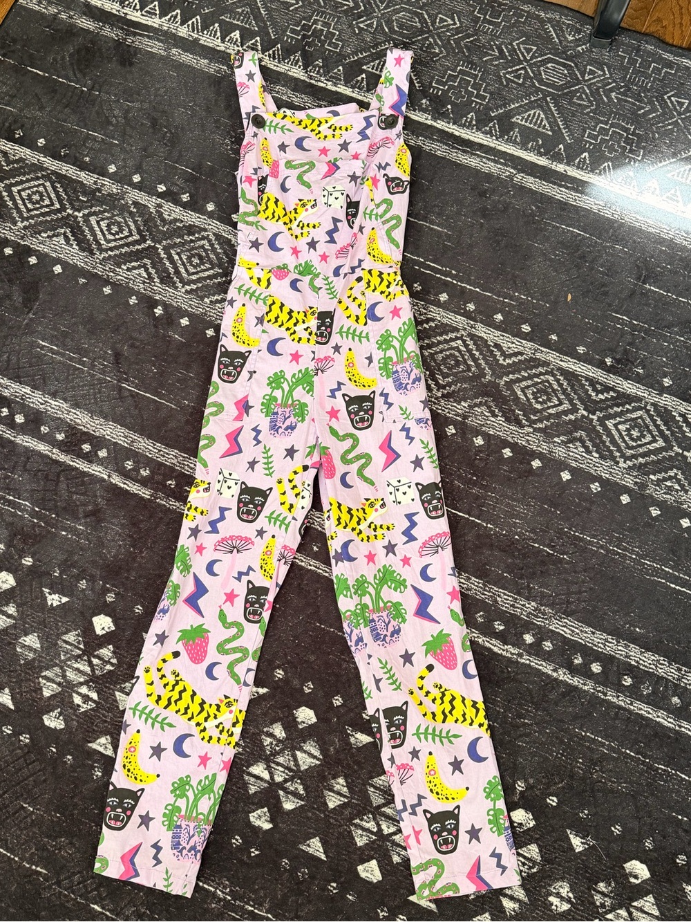 Nooworks Pink Printed Overalls with Multicolor Motifs